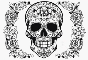 Day of dead skull with smoke around it tattoo idea