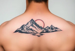 mountais. rive and sun rise and sunset tattoo idea