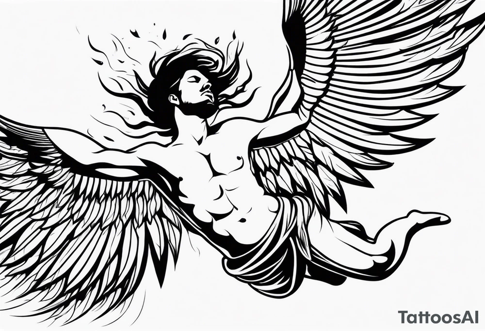 Icarus falling minimalistic tattoo idea