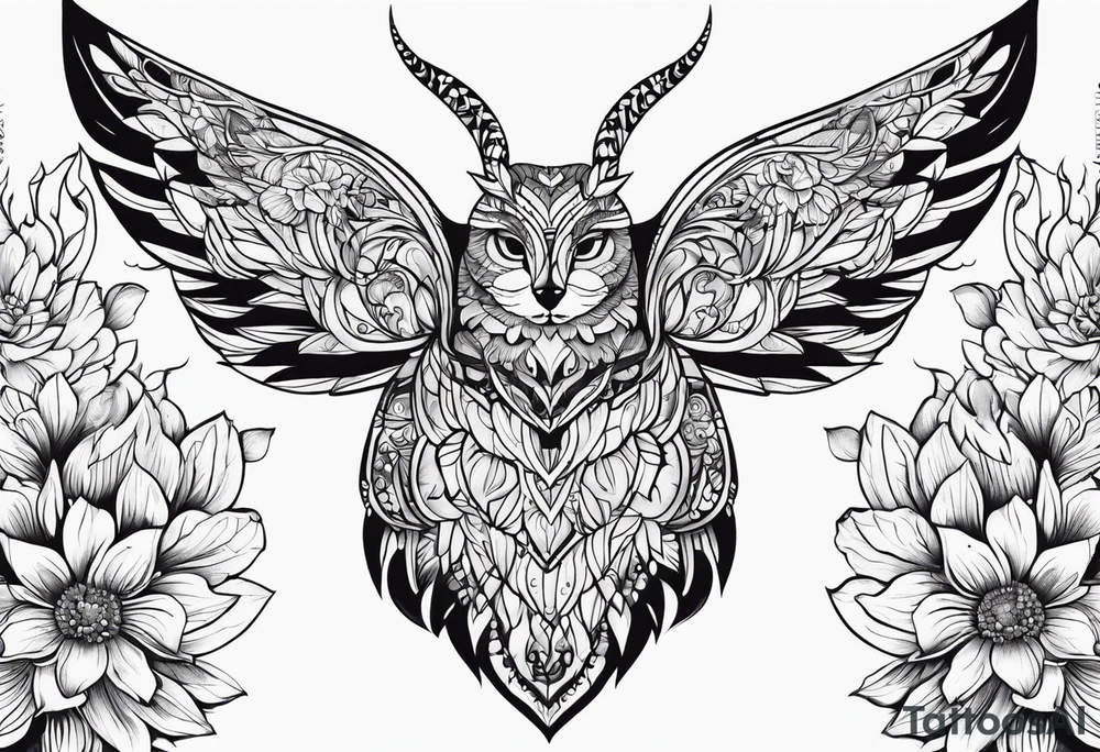 floral with animals tattoo idea