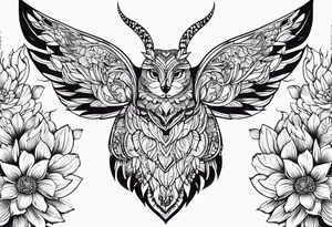 floral with animals tattoo idea