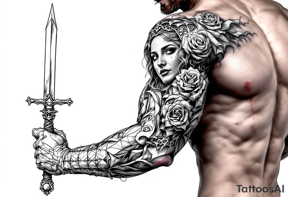 Saint Barbara holding sword tattoo idea