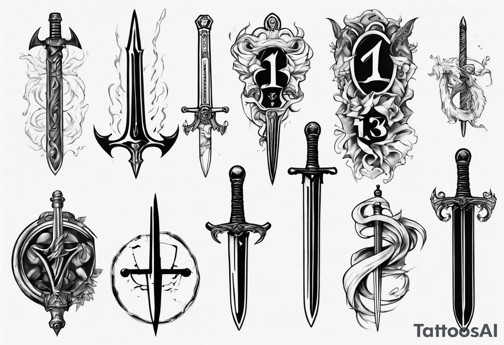 The number 13 and a sword tattoo idea