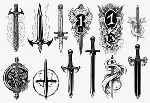 The number 13 and a sword tattoo idea