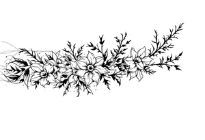 starting from a band mid-forearm, a sleeve of holly flowers and daffodils tattoo idea