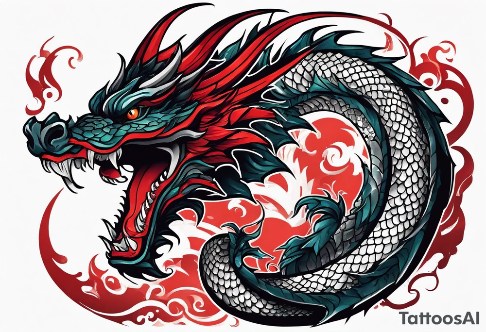 Long Red dragon tattoo idea