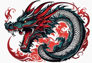 Long Red dragon tattoo idea