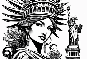 Hot girl as Statue of Liberty with dragon wrapped around her tattoo idea