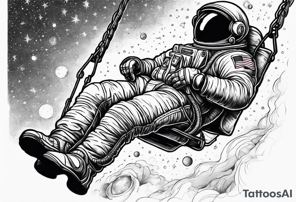 an astronaut on a swing set tattoo idea