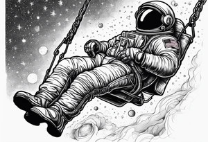 an astronaut on a swing set tattoo idea