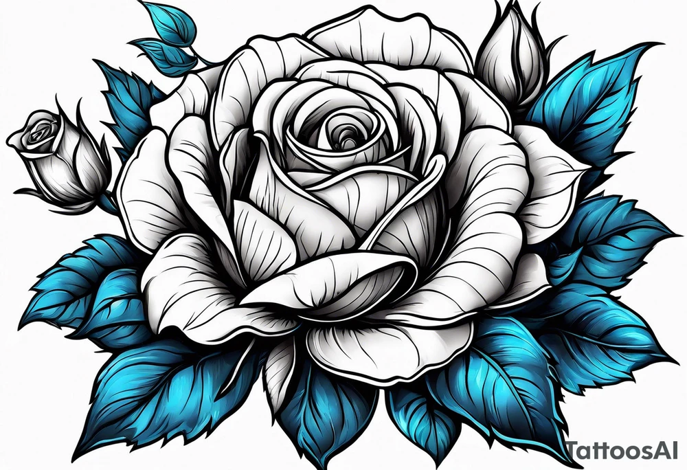 flower rose and blue, sunflower, tattoo idea
