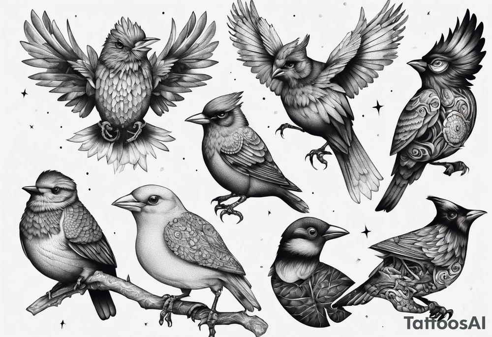 this bird you cannot change, highly detailed tattoo idea