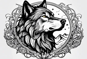 Howling wolf tattoo idea