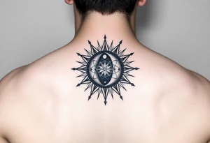 celestial sun and moon embrace with constellation patterns tattoo idea