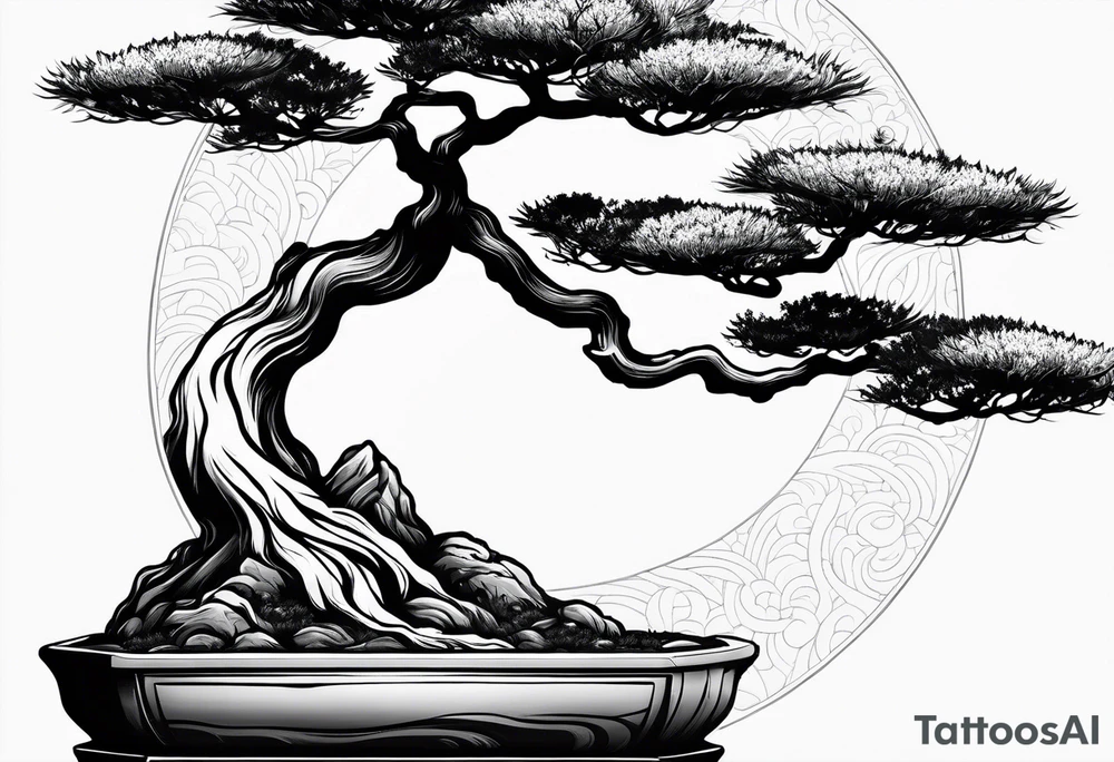 bonsai tree small with sun tattoo idea