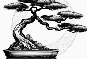 bonsai tree small with sun tattoo idea