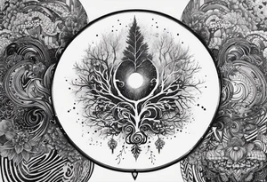 lichtenberg figure, originating from a solid black circle to stretch from heart up around the shoulder and onto the arm tattoo idea