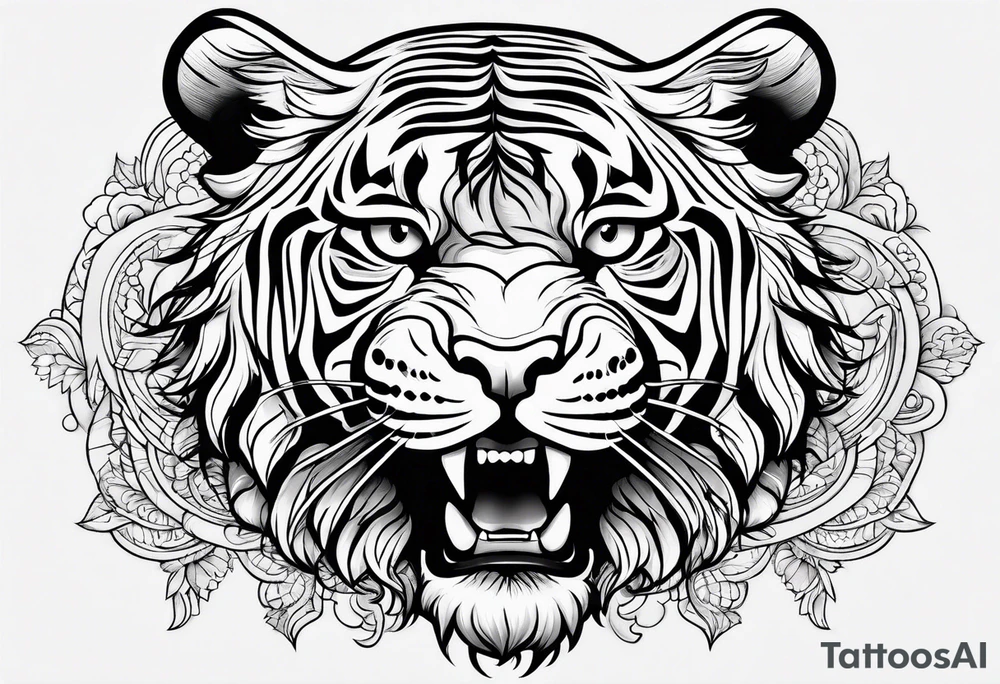 half bull and half tiger tattoo idea