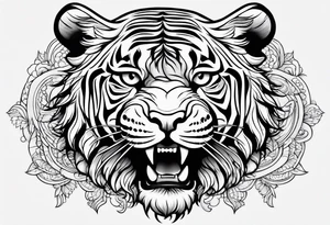 half bull and half tiger tattoo idea