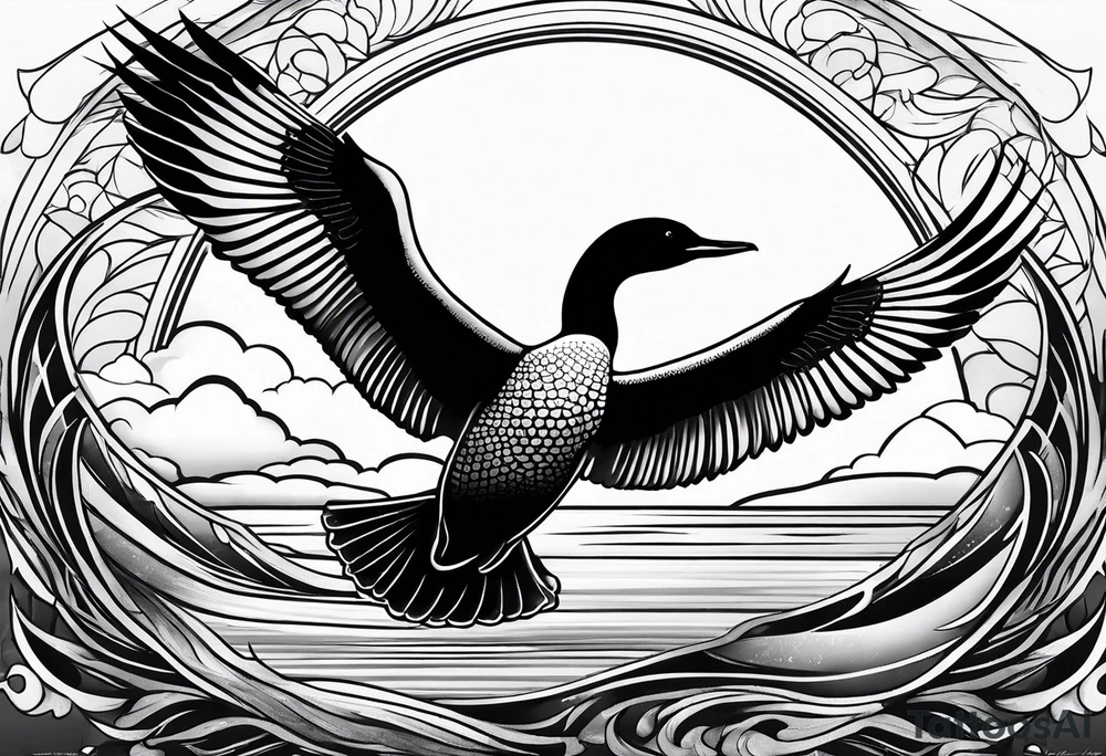 Loon stretching wings tattoo idea