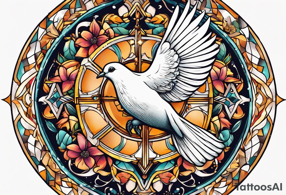 vintage dove tattoo idea
