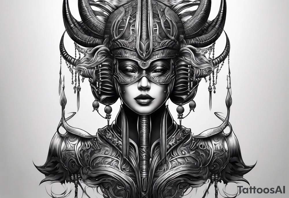 A minimalistic mascot in the style of Giger tattoo idea