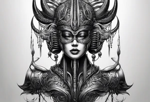 A minimalistic mascot in the style of Giger tattoo idea