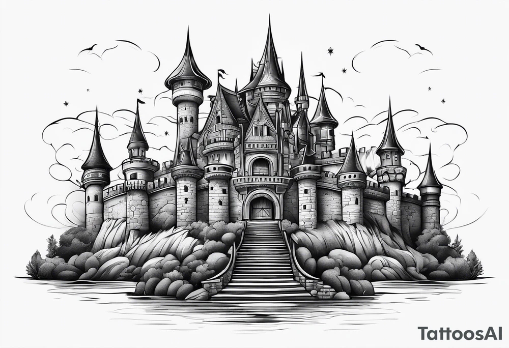 ghotic castle tattoo idea