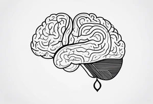 Brain, heart, simple, love, thin lines, abstract tattoo idea