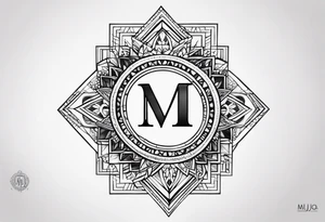Create a small moluccan style tattoo on the forearm with the initials MLJ, date of birth 22/09/22 tattoo idea