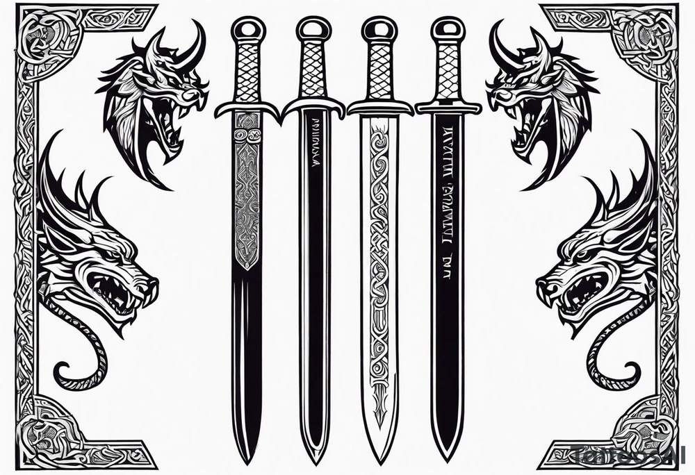 Viking sword Valhalla dragon tattoo idea