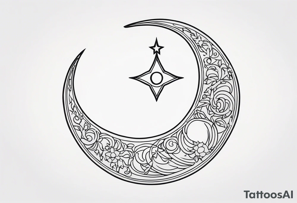 sacred crescent moon 
glyph 
fire 
celestial tattoo idea