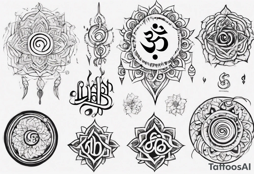 Unalome symbol incorporating sanskrit breathe symbol tattoo idea