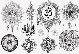 Unalome symbol incorporating sanskrit breathe symbol tattoo idea