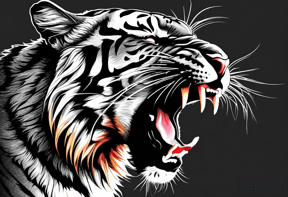 big cat roaring, no mane tattoo idea