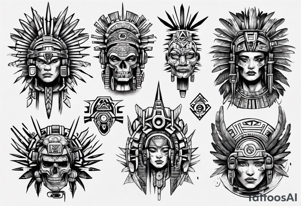 cyberpunk aztec tattoo idea