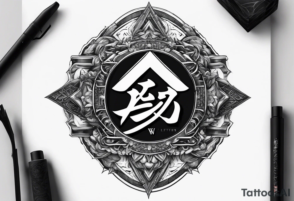 the letters A W R in the middle of a ninja headband tattoo idea