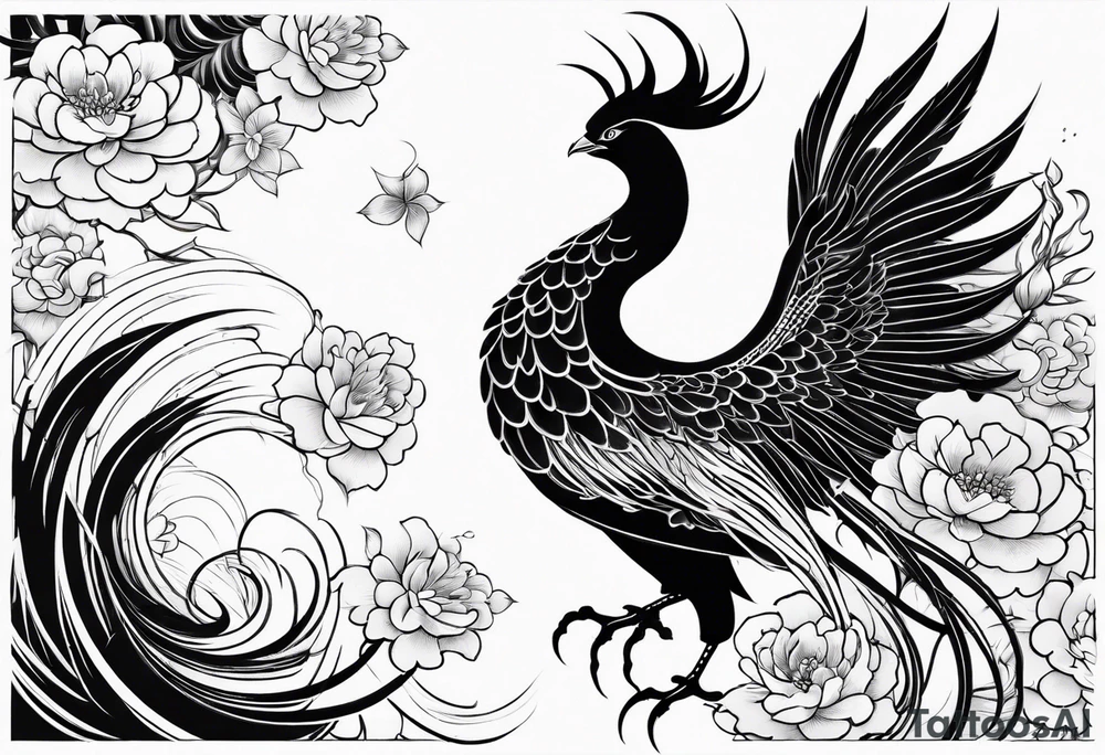 traditional Japanese phoenix no background tattoo idea