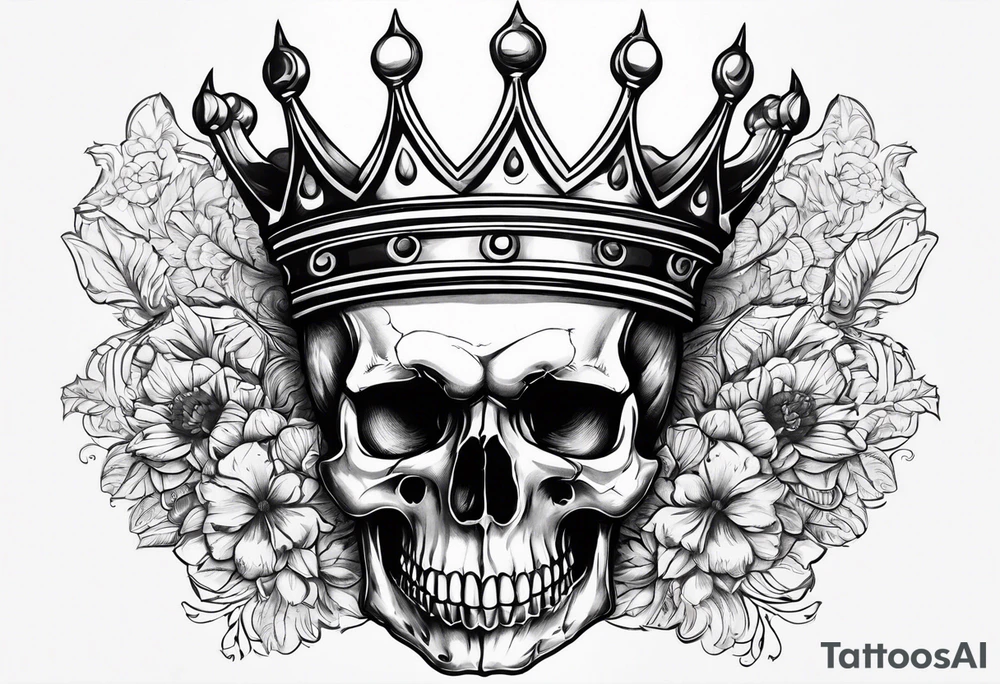 Skull with a crown tattoo idea