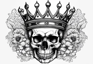 Skull with a crown tattoo idea