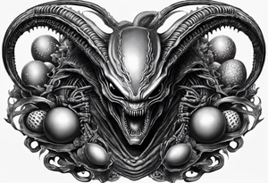 Xenomorph with eggs sleeve tattoo idea