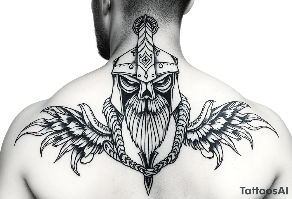 Slavyk bogatyr with helmet tattoo idea