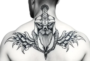 Slavyk bogatyr with helmet tattoo idea