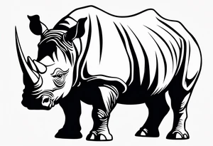 A rhino with a dark attitude, and a sharp elongated tusk. tattoo idea