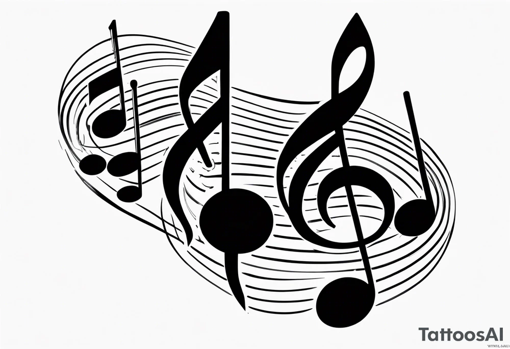 Musical notes floating tattoo idea