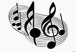 Musical notes floating tattoo idea
