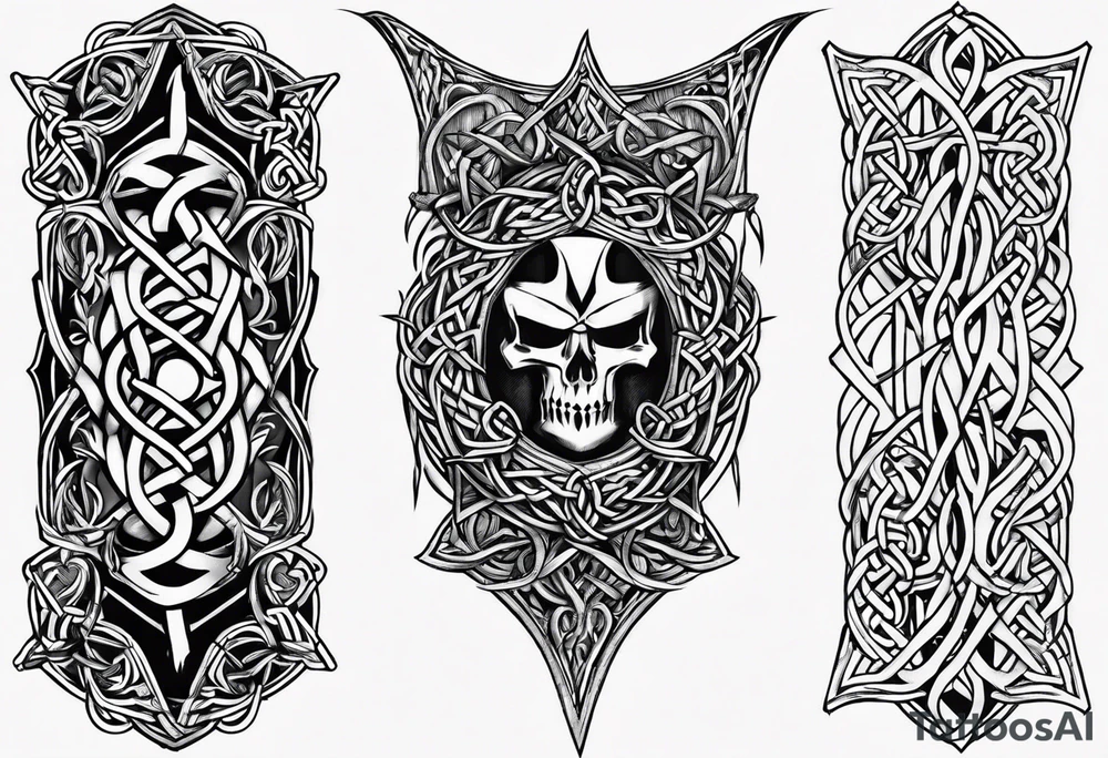 bracers armor written words celtic thorns tattoo idea