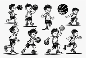 little kid playing basketball tattoo idea