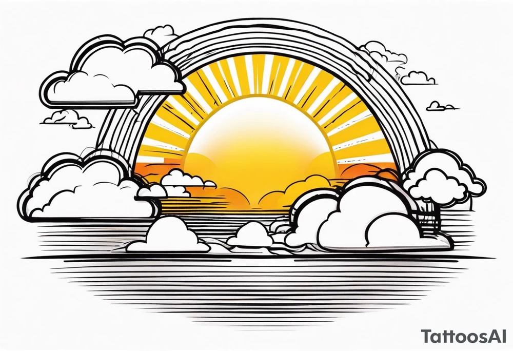 sunshine with beams coming out of clouds tattoo idea