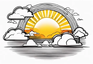 sunshine with beams coming out of clouds tattoo idea